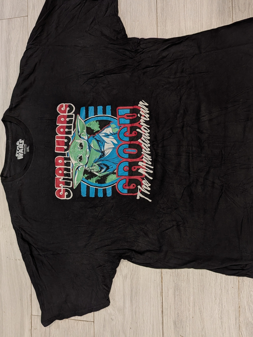 Star Wars Black Grogu Retro Stripe Graphic Tee
